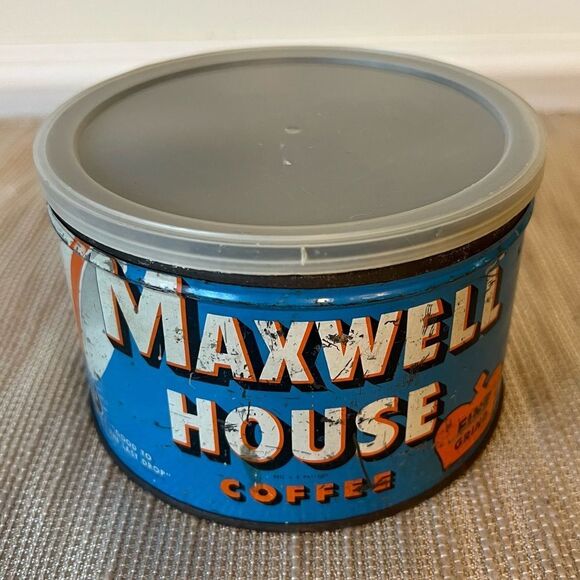 1940's Maxwell House Coffee Can 1 lb Mid century Antique Coffee Advertising 2399 - Picture 13 of 13